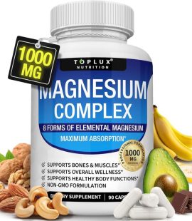Magnesium Complex 1000mg | 8 Elemental Magnesium for Maximum Absorption | Supports Restful Sleep, Bones, Muscle & Immune Health | 90 Capsules
